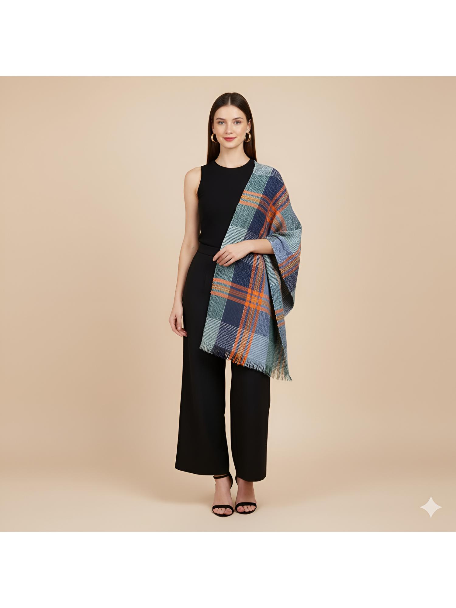 muffly Women Soft Reversible Knitted Wool Multi-Color Stole-picture-31