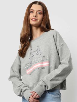 Campus Sutra - Womens Grey Printed Sweatshirt