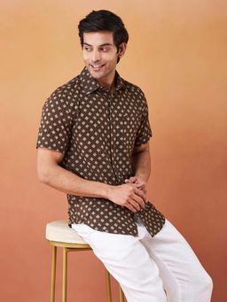 Fabindia - Brown Printed Slim Fit Shirt