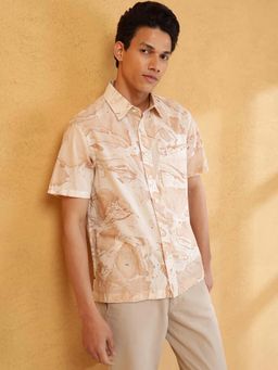 Fabindia - Beige Printed Straight Fit Shirt