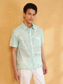 Fabindia - Green Printed Straight Fit Shirt