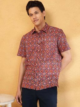 Fabindia - Red Printed Straight Fit Shirt