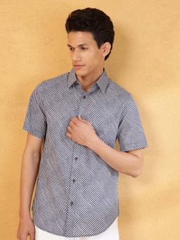 Fabindia - Blue Stripes Slim Fit Shirt