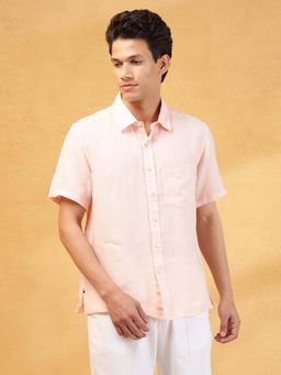 Fabindia - Peach Solid Straight Fit Shirt