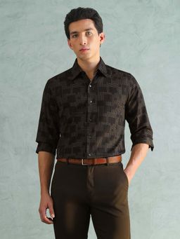 Arrow Newyork - Brown Printed Slim Fit Shirt