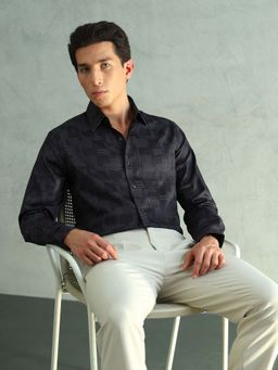 Arrow Newyork - Blue Printed Slim Fit Shirt