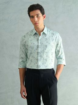 Arrow Newyork - Grey Printed Slim Fit Shirt