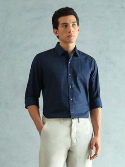 Arrow Newyork - Blue Self Design Slim Fit Shirt