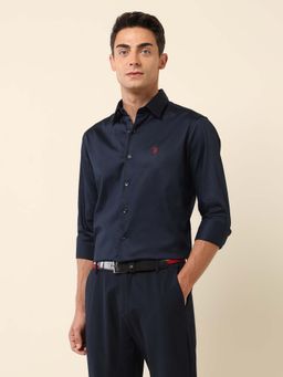 U.S. Polo Assn. Denim Co. - Navy Blue Solid Tailored Fit Shirt