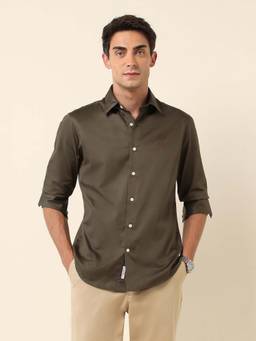 U.S. POLO ASSN. - Brown Solid Regular Fit Shirt