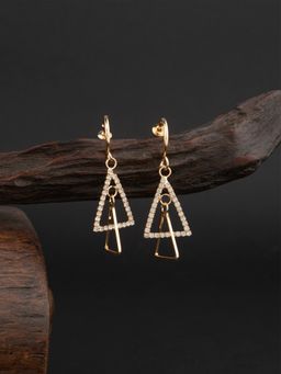 E2O - Gold Plated Stones Crafted Contemporary Drop Earring
