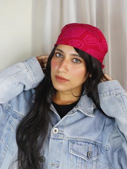 Soho Boho Studio - Pink Bandhani Boho Bandana Head Scarf