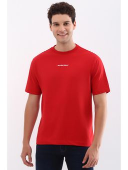 Allen Solly - Men Red Solid Crew Neck T-Shirt