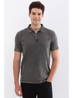 Allen Solly - Men Grey Textured Polo T-Shirt