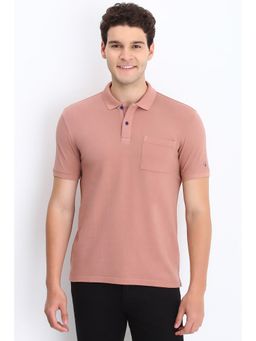 Allen Solly - Men Peach Textured Polo T-Shirt
