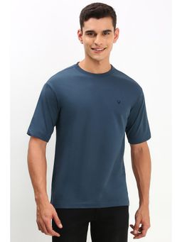 Allen Solly - Men Blue Solid Crew Neck T-Shirt