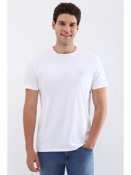 Allen Solly - Men White Solid Crew Neck T-Shirt