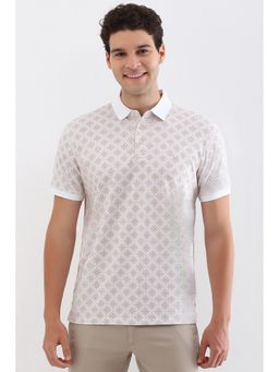 Allen Solly - Men White Print Polo T-Shirt