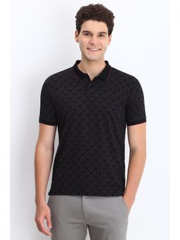 Allen Solly - Men Black Print Polo T-Shirt