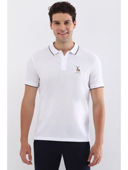 Allen Solly - Men White Textured Polo T-Shirt