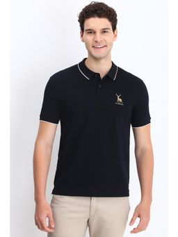 Allen Solly - Men Black Textured Polo T-Shirt