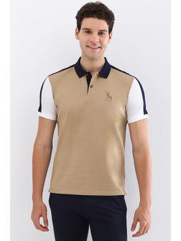 Allen Solly - Men Beige Colorblock Polo T-Shirt