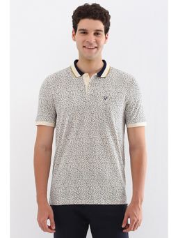 Allen Solly - Men Cream Print Polo T-Shirt