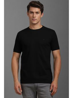 Louis Philippe - Men Black Textured Crew Neck T-Shirt