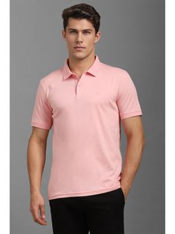 Louis Philippe - Men Pink Solid Polo T-Shirt