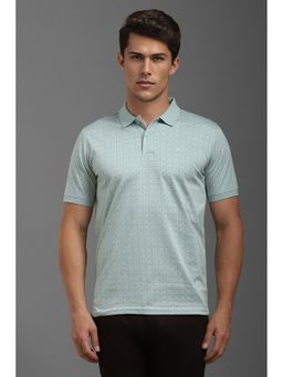 Louis Philippe - Men Green Check Polo T-Shirt