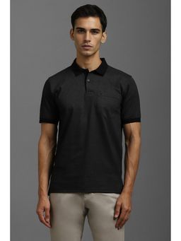 Louis Philippe - Men Black Print Polo T-Shirt