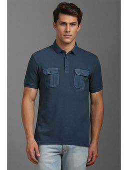 Louis Philippe - Men Navy Solid Polo T-Shirt
