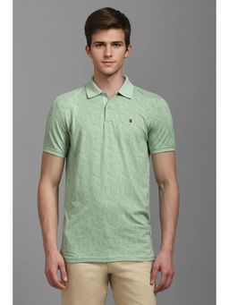 Louis Philippe - Men Green Print Polo T-Shirt