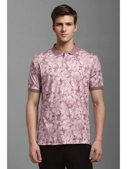 Louis Philippe - Men Mauve Floral Print Polo T-Shirt