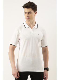 Peter England - Men Off White Solid Polo T-Shirts
