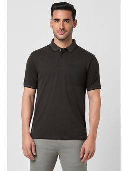 Peter England - Men Grey Solid Polo Neck Polo T-Shirts