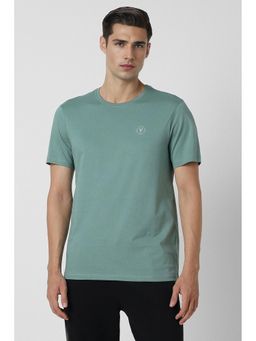 Van Heusen - Men Green Solid Crew Neck T-Shirt