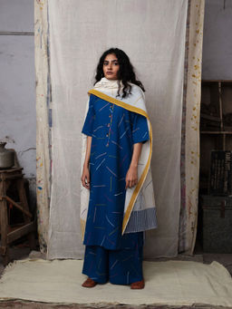 Banana Labs - Sprinkle Blue Kurta and Palazzo with Dupatta (Set of 3)