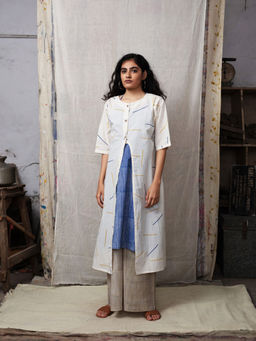 Banana Labs - Sprinkles White Slit Kurta