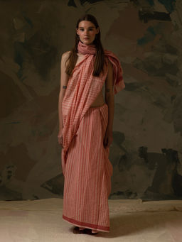 Banana Labs - Clove Pink Doppler Saree without Blouse