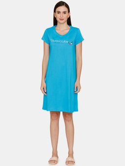 Zivame - Harry Potter Knit Cotton Knee Length Nightdress - Hawaiian Ocean - Blue