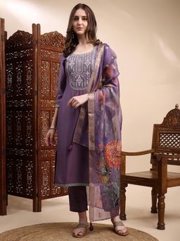 HRITIKA - Lavender Silk Blend Kurta With Pant & Dupatta