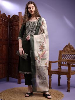 HRITIKA - Green Silk Blend Kurta With Pant & Dupatta