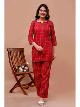 UrbanRang - Red Rayon Printed Co-ord Set