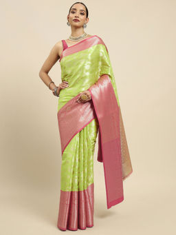 Mimosa - Womens Kanjivaram Art Silk Saree with Unstiched Blouse (5646-10263-TD-PG-RN)