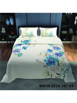Synergized Cotton - Blue Floral Percale 225Tc Bedsheet with 2 Pillow Covers (Super King)