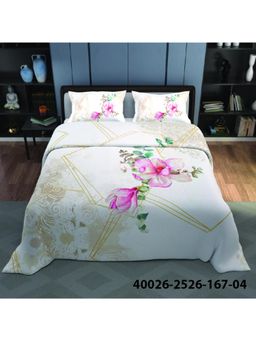 Synergized Cotton - Pink Floral Percale 225Tc Bedsheet with 2 Pillow Covers (Super King)