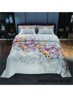 Synergized Cotton - Multi-Color Floral Percale 225Tc Bedsheet with 2 Pillow Covers (Super King)