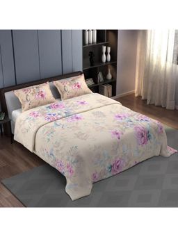 Synergized Cotton - Purple Floral Percale 225Tc Bedsheet with 2 Pillow Covers (Super King)
