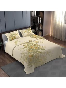Synergized Cotton - Light Green Floral Percale 225Tc Bedsheet with 2 Pillow Covers (Super King)